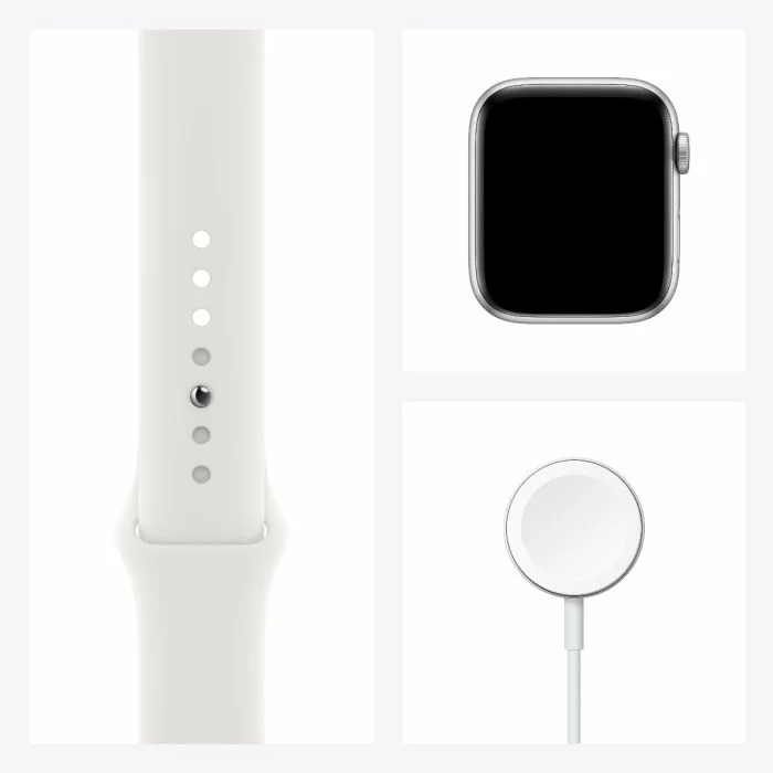 ⁦שעון אפל Apple Watch SE 44mm Silver Aluminum Case with White Sport Band (Regular)⁩ – תמונה ⁦2⁩