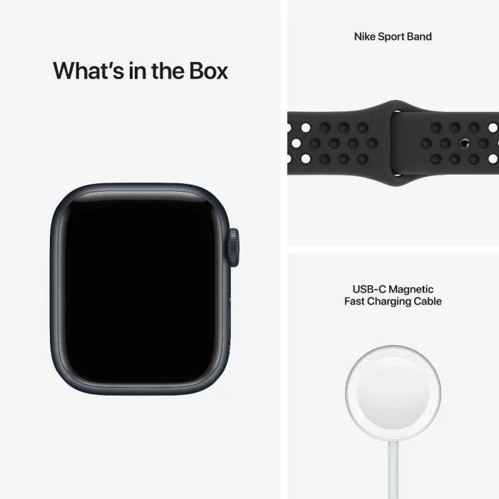 ⁦שעון אפל Apple Watch Nike Series 7 41mm Midnight Aluminium Case with Anthracite/Black Nike Sport Band - Regular⁩ – תמונה ⁦2⁩
